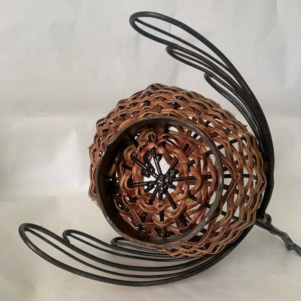 Woven Rattan Metal Turkey Decorative Basket Brown Fall Farmhouse Thanksgiving